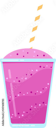 Natural fruit smoothie vector illustration. Sweet protein shake or vegeterian juicy cocktail set in glass cup with straw for smoothie social media promotion banner