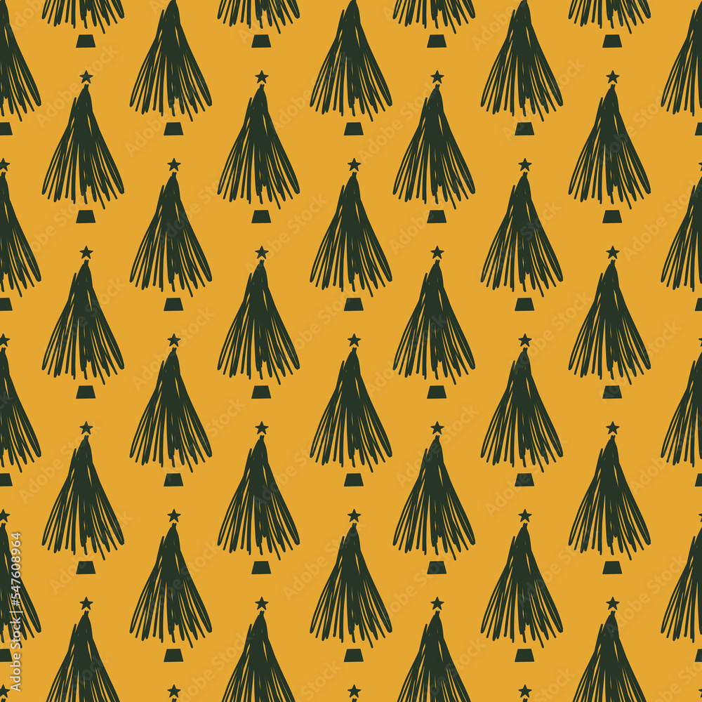 Obraz premium Vector flat hand drawn christmas seamless pattern