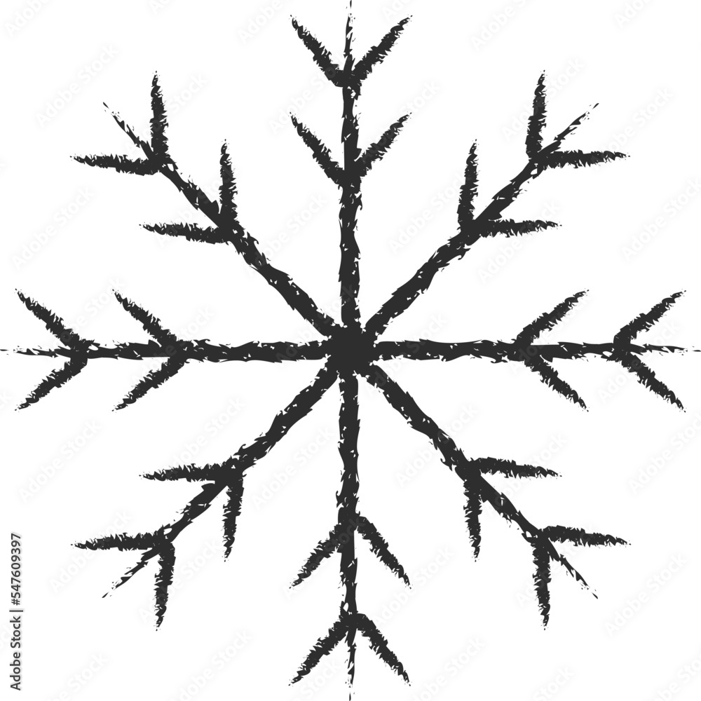 Icy snowflakes winter decoration collection vector illustration. Set of chalk sketch white snowflake icons on blackboard for new year celebration design or winter season festive ornament decoration