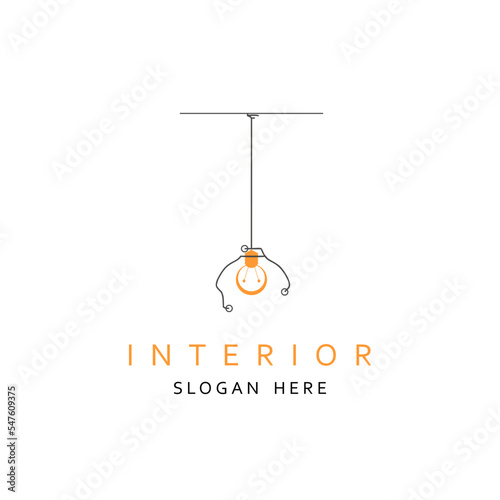 Lamp pendant furniture. Minimalist line art logo emblem. Template design for branding