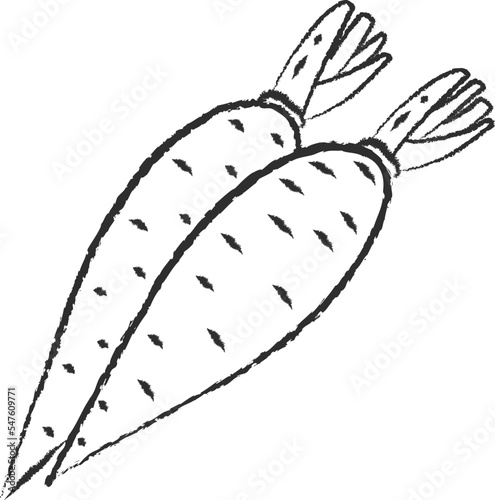 Chalked sketch carrot vegetable icon vector illustration. White chalk style line hand drawn vegetable sketch icon for restaurant menu promo design
