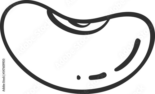 Sketch kidney bean vegetable icon vector illustration. Black line contour sketch vegetable icon on white background for restaurant menu vintage design
