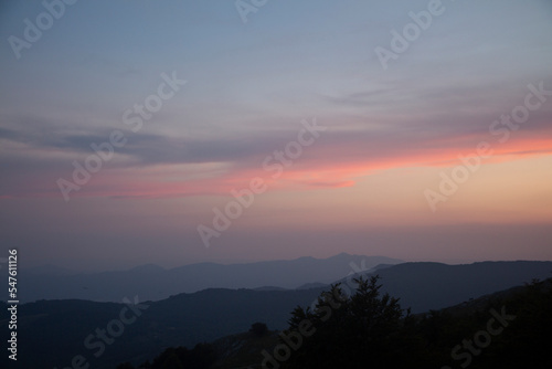 sunset on the mountain summit at miletto in matese park