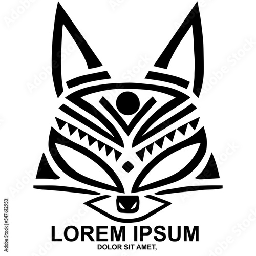 tattoo design tribal wolf fox  tribal tattoo Polynesian Maori Mayan Inca Aztec ethnic black and white seamless pattern tattoo ornament vector graphic design fox wolf head with wings editable abstract 
