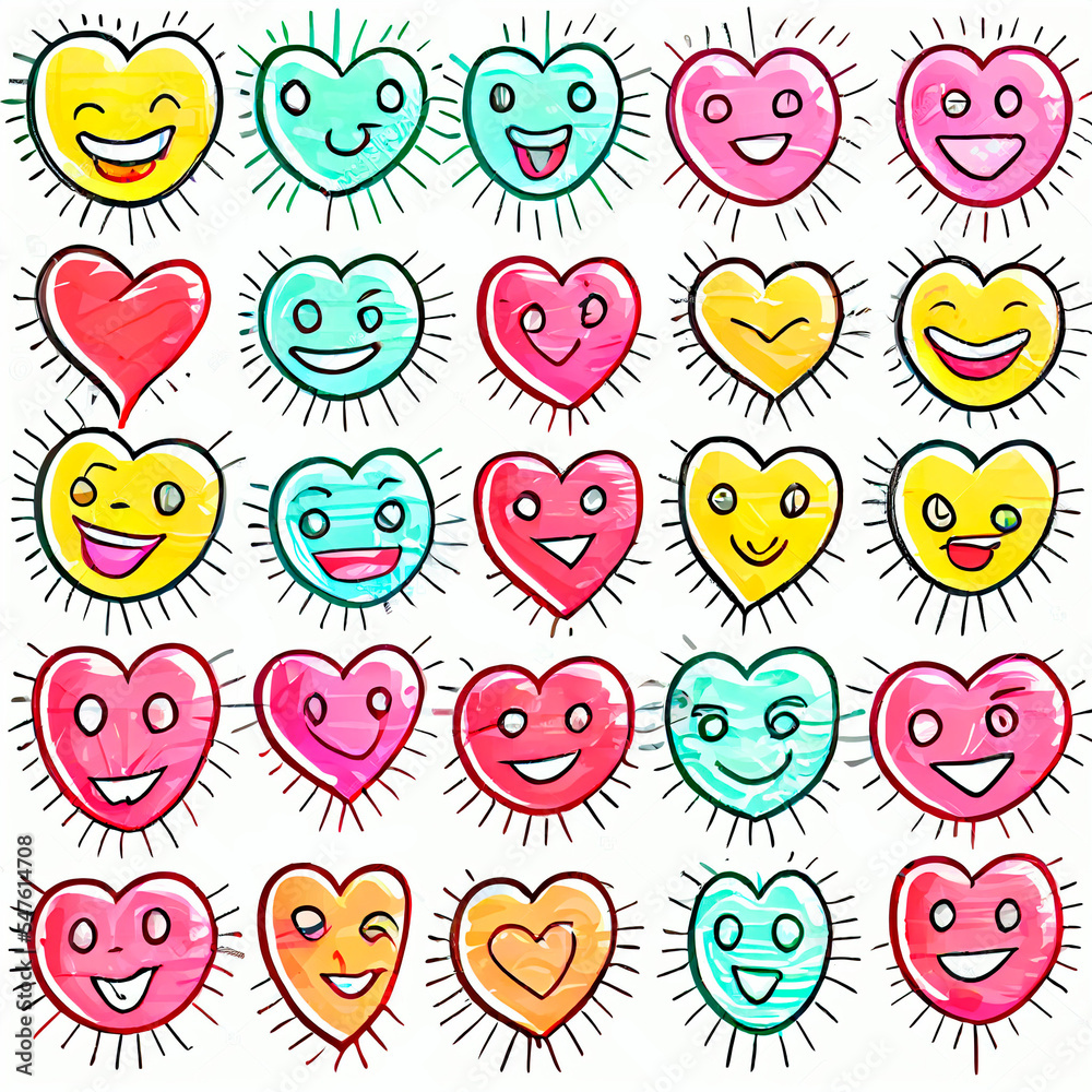 Heart Drawing Icon set, symbol, sketch or outline style Heart Drawing Icon set, symbol, sketch or outline style