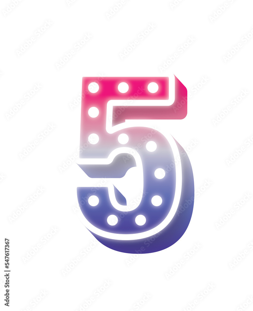 01 Number 5 Pink Blue Bulb Light 01 Number 5 Pink Blue Bulb Light
