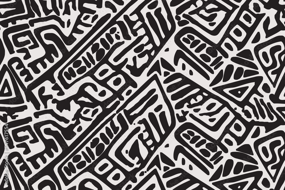 Aztec textile print. African traditional design. Creative boho pattern. Perfect for site backgrounds, wrapping paper, rug, shirt, fabric design. Unique Geometric Vector Seamless  made in ethnic style