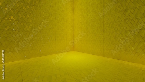 yellow wall background for showing product. 3D rendering. simple background liminal space