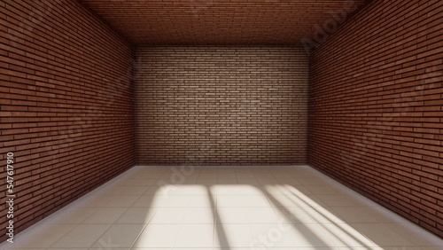 brick wall background for showing product. 3D rendering. simple background liminal space