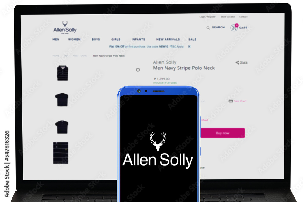 MADURAI, INDIA, 20TH NOVEMBER 2022 Allen Solly company logo displayed