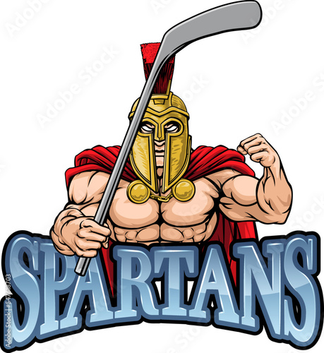 A spartan man ice hockey sports team cartoon mascot