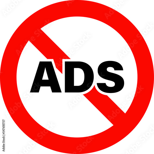 Free Download Ad block icon in red colors. No ads signs button. - GFXLoad
