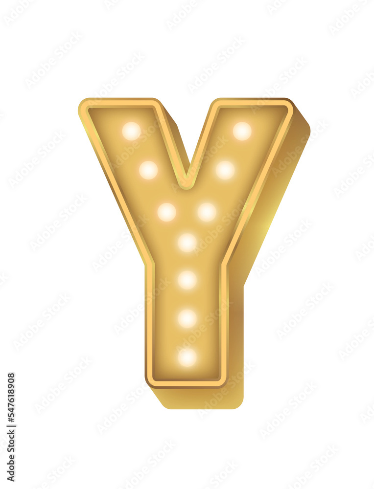 Alphabet Gold Bulb Light Y Alphabet Gold Bulb Light Y