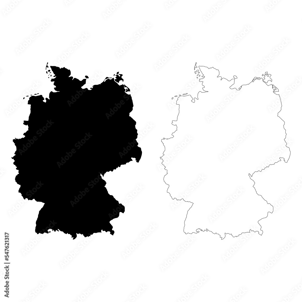 Set of Germany map icon, geography blank concept, isolated graphic background vector illustration