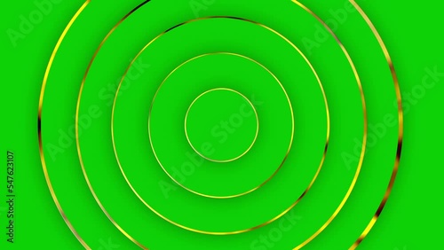 Abstract green circles with golden borders.  Pure basic animated cover for business presentation. Universal elegant minimal.