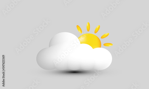 illustration creative icon 3d weather forecast sign meteorological sun cloud isolated on background