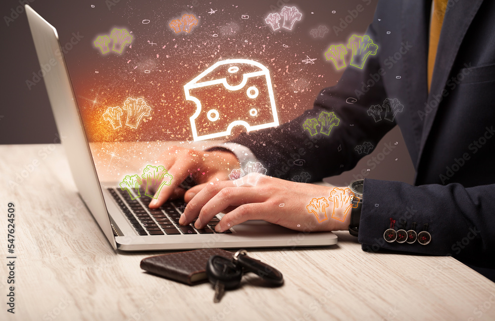 Hand searching for recipes on the internet