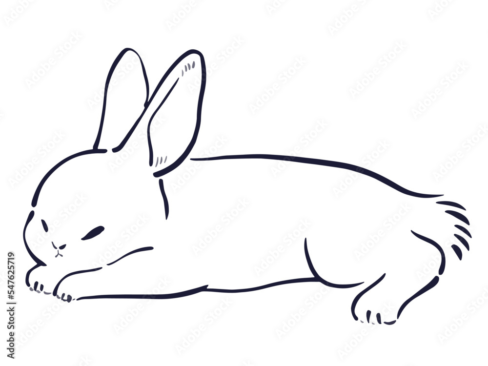 Obraz premium 年賀状に使える筆タッチのうさぎのイラスト