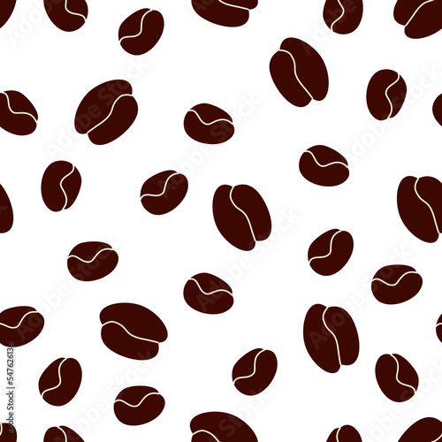 Coffee beans seamless pattern. Vector repeating background design for coffee shop, cafe, restaurant decoration, packaging, wallpaper, textile, fabric print. Colored flat cartoon illustration