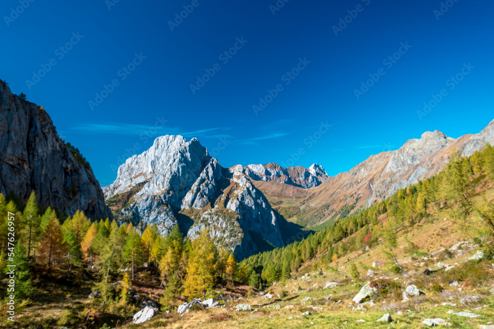 The Carnic Alps in a colorful autumn day