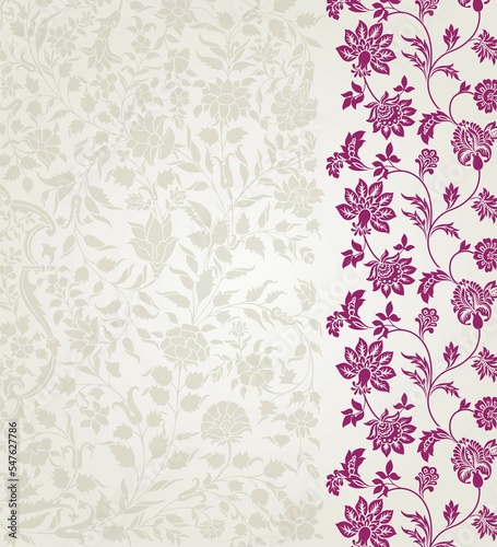 wedding card design, traditional paisley floral pattern , royal India 