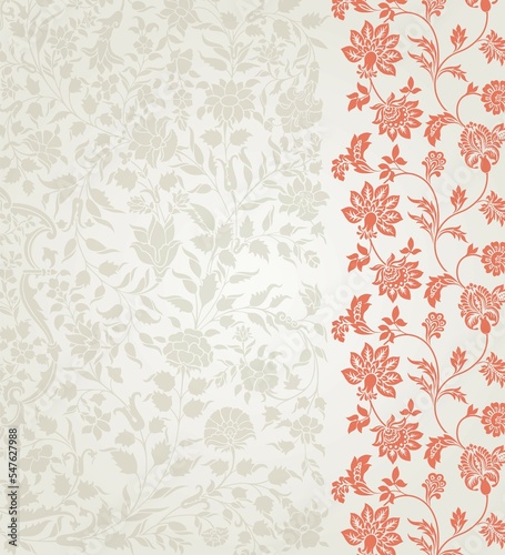 Wallpaper Mural wedding card design, traditional paisley floral pattern , royal India	 Torontodigital.ca