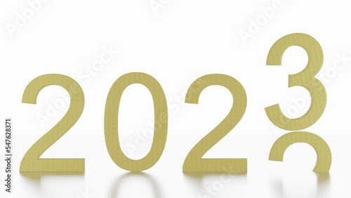 Filmato. Illustrazione 3D. Anno nuovo 2023. Capodanno 2023 in numeri. Il 2023 sostituisce il 2022.. photo
