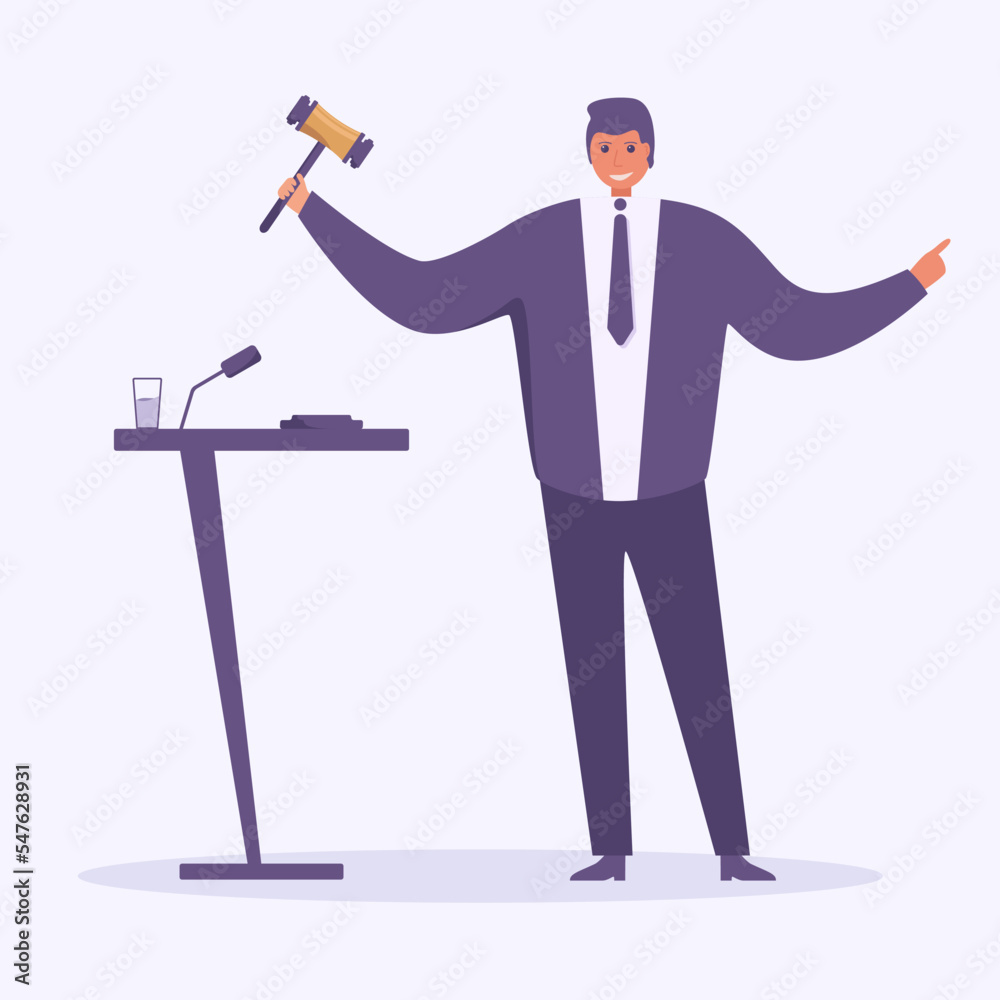Man seller or auctioneer hold gavel and sell Man seller or auctioneer hold gavel and sell