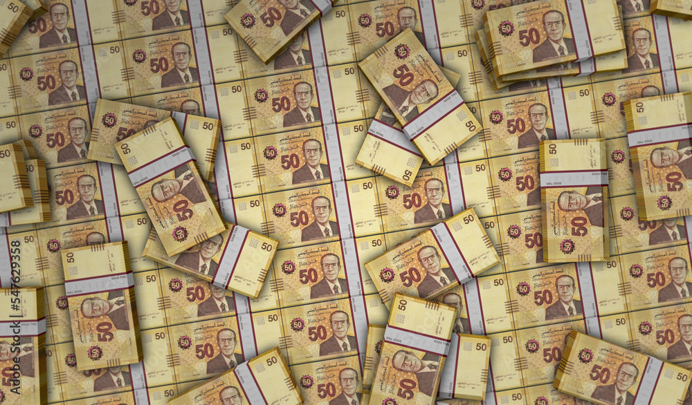 Tunisia Dinar money banknotes pack 3d illustration
