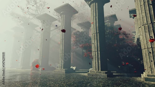 Ancient Greek temple with large marble columns