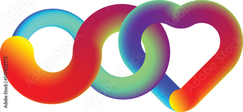 Heart and Infinity love Symbol .Vector Curved Lines . Design Element . 8. March . International womens day . Used as Banner . Template , endless Logo .