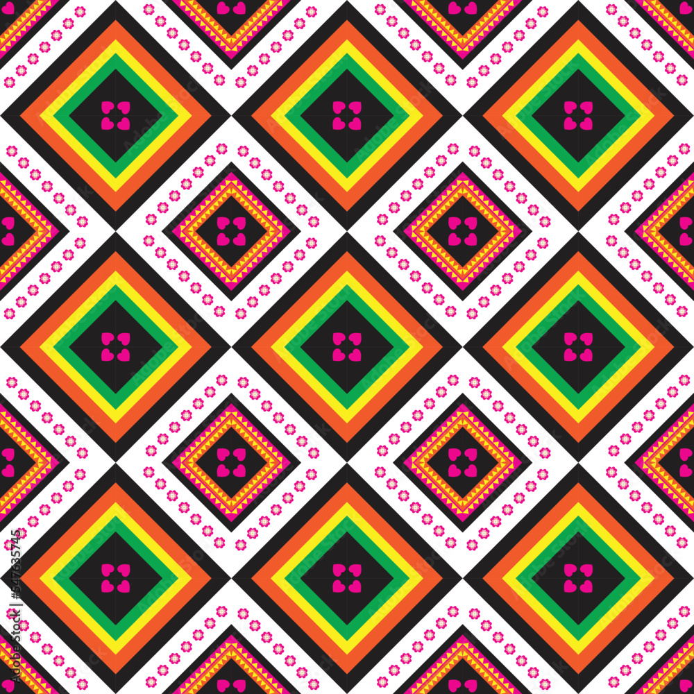 Ethnic ikat seamless pattern design. Tribal turkey African Indian traditional embroidery vector background. Aztec fabric carpet mandala ornament chevron textile decoration wallpaper