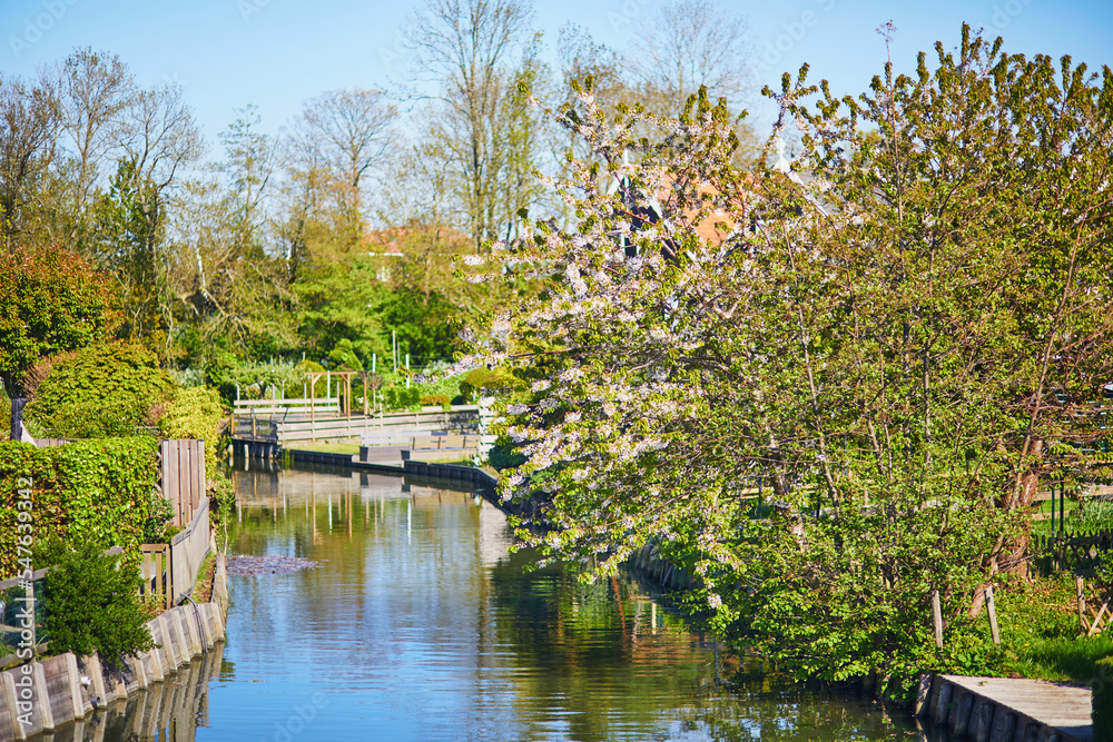 Scenic view of beautiful Marken village with its canals and parks, Netherlands Scenic view of beautiful Marken village with its canals and parks, Netherlands
