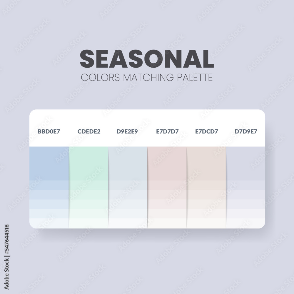 Color palette in a Seasonal colour themed collections. Color scheme or