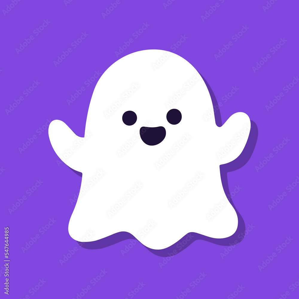Cute cartoon ghost on purple background. Cute cartoon ghost on purple background.