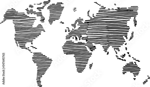 Fototapeta Naklejka Na Ścianę i Meble -  Hand drawn simple illustration of the Planisphere - Line pattern drawing of the world isolated