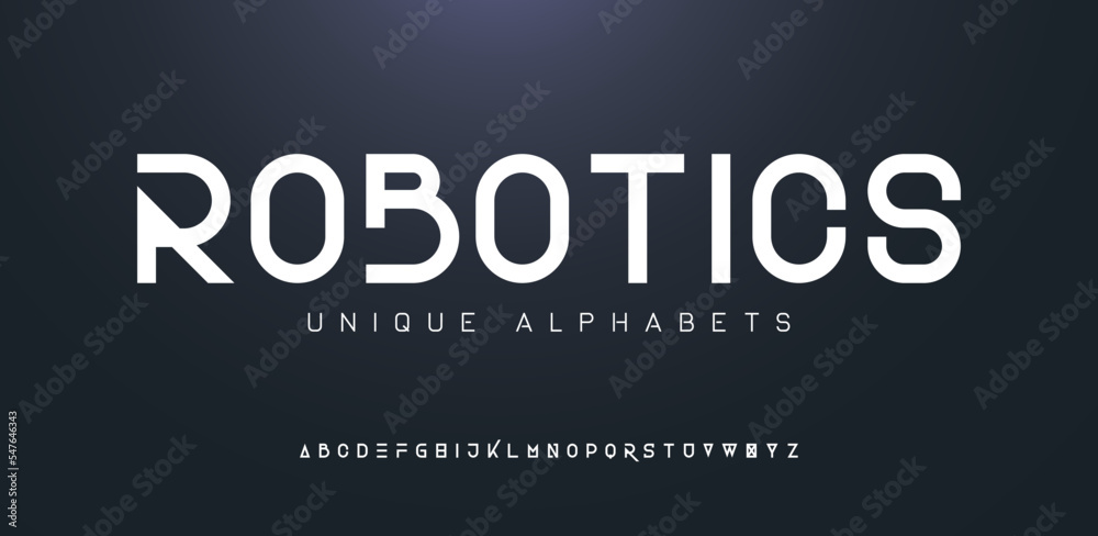 Elegant, minimal font. Alphabet letter fonts for tech. Typography modern style font set for logo, Poster, Banner. Vector typeface illustration.	