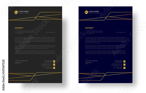 golden color luxury letterhead. corporate modern business luxury letterhead design template with gold color. letterhead, letter head, Business letterhead design. black letter head, golden letter head