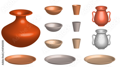 antique Indian style kitchen utensil object set vector