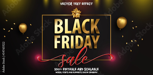 Black Friday background design with golden ribbon decoration