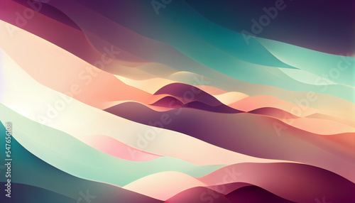Abstraction. Falling waves of stripes. Gradient: from pale pink to green. Beautiful picture.