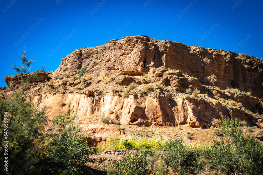 rock formation, canyon, valley of roses, morocco, oasis, river, m'goun, high atlas mountains, north africa,