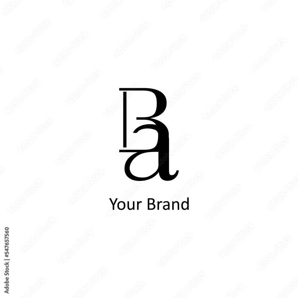 BA letter logo design. creative minimal monogram symbol. Universal elegant vector emblem. Simple modern type of business logo. Graphic alphabet symbol for company - obrazy, fototapety, plakaty 
