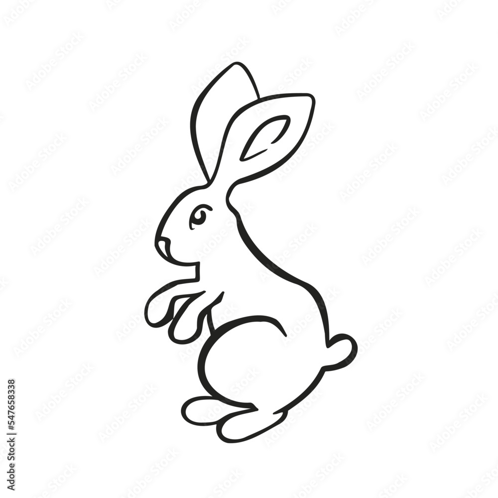 Eastern horoscope symbol easter bunny, rabbit line, vector illustration Eastern horoscope symbol easter bunny, rabbit line, vector illustration