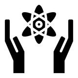 science knowledge hands atom icon