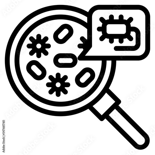 magnifying glass bacteria test science icon