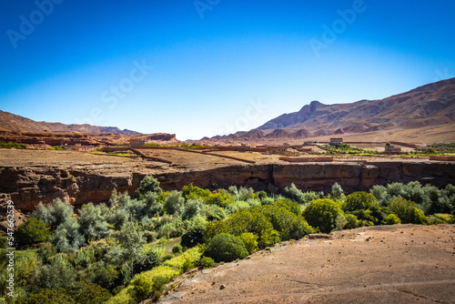 rock plateau, canyon, valley of roses, morocco, oasis, river, m'goun, high atlas mountains, north africa, photo