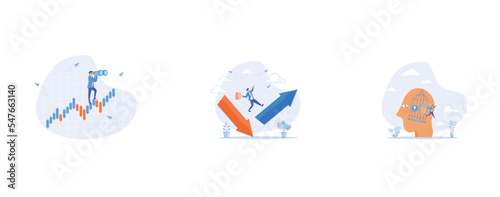 Investment forecast or prediction, Economic and investment improvement or recover from crisis, Freedom, set flat vector modern illustration