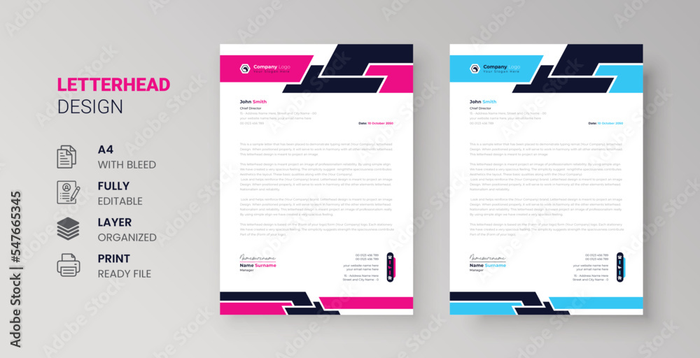 Obraz premium creative business letterhead corporate identity stylish company invoice and cover design a4 size