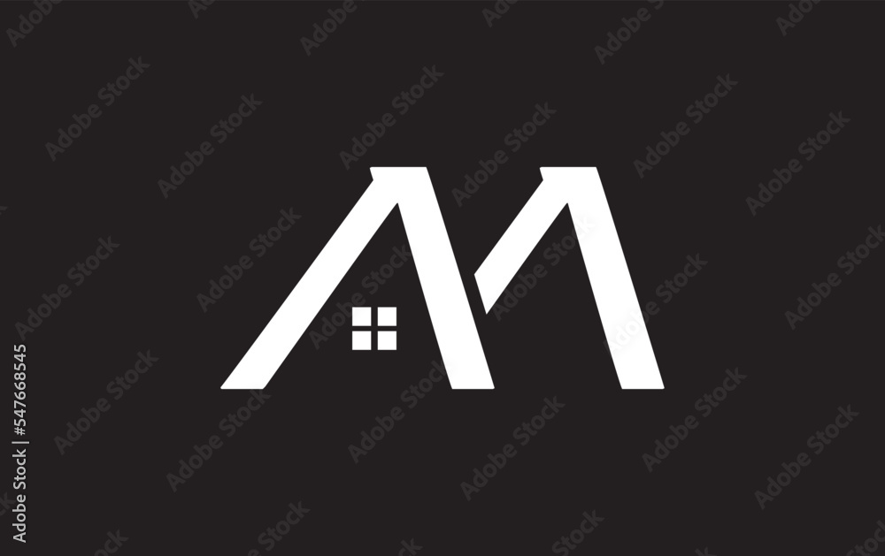 Real estate logo design icon and real estate symbol vector and flat house window monogram vector
